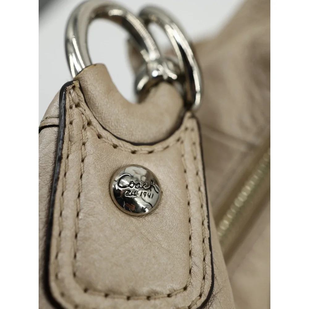 Coach Kristin Leather Hobo Bag Champagne Pearl Metallic Shoulder Purse F22306